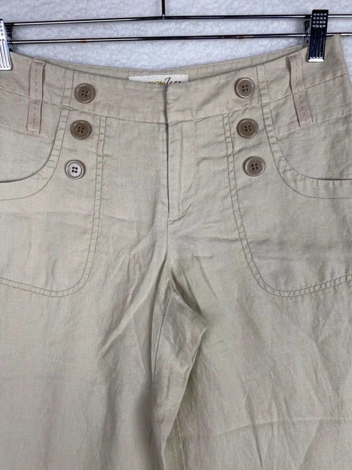 Pantalones de mezclilla London Capris para mujer 4 piernas anchas 100 % lino The Marisa Fit bolsillos playeros Foto 3 de 4