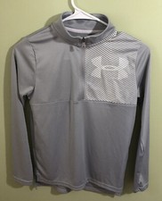 Under Armour Boys HeatGear 1/4 Zip Lightweight Pullover Jacket Grey Youth Medium