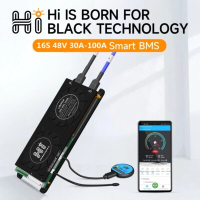 Cable Bluetooth Module Lifepo4 16S 48V 30A-100A Smart BMS NTC Temperature Sensor