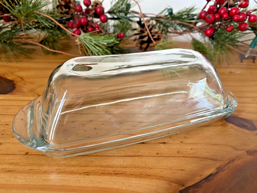 Glass Rectangular Butter Dish, 7.5 in Long