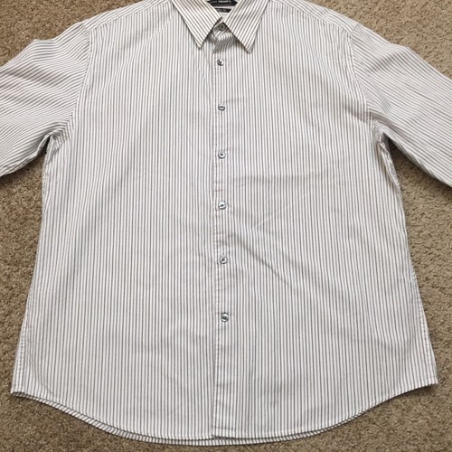 John Henry Shirt Mens XL Button Up White Silver Striped Long Sleeve - Picture 5 of 8