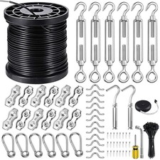 String Light Hanging Kits Coated Stainless Steel 304 Wire Rope, Outdoor 300FT