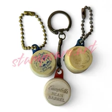 Vintage Campbell's Bean Barrel and Two AAA Coin Holder Keychains