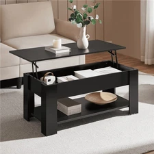 39in Lift Top Coffee Table with Hidden Compartment &Storage for Livingroom Black