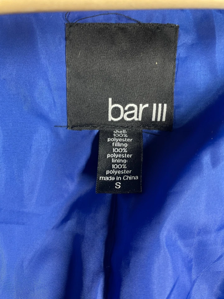 Bar III Men's Bomber Puffer Jacket Blue Trim Shiny Nylon Casual, Small Black - Image 3 of 4