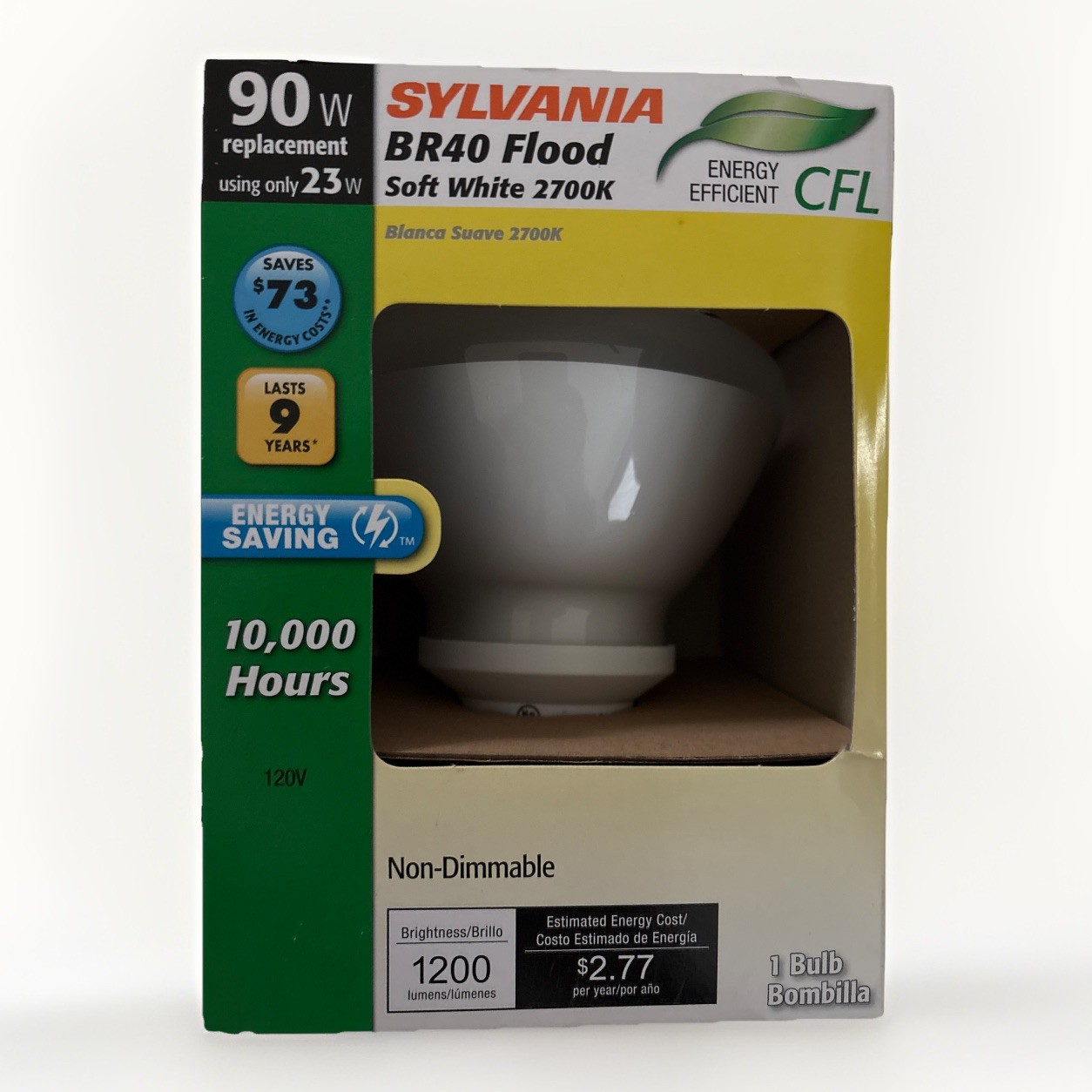 Sylvania BR40 90W using 23W CFL Flood 120V Super Saver Mediu