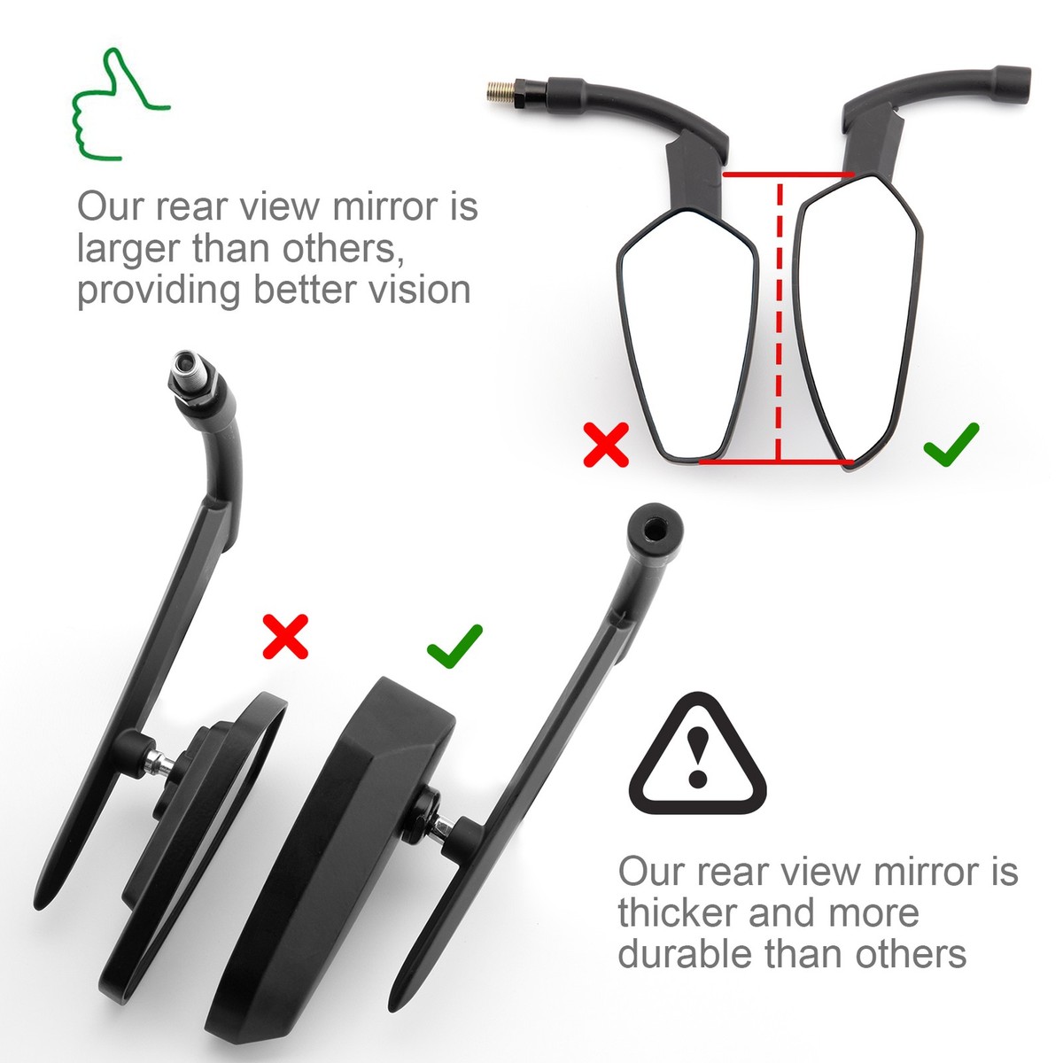 10mm Scythe Style Rear Side View Mirrors For Kawasaki Dirt Street