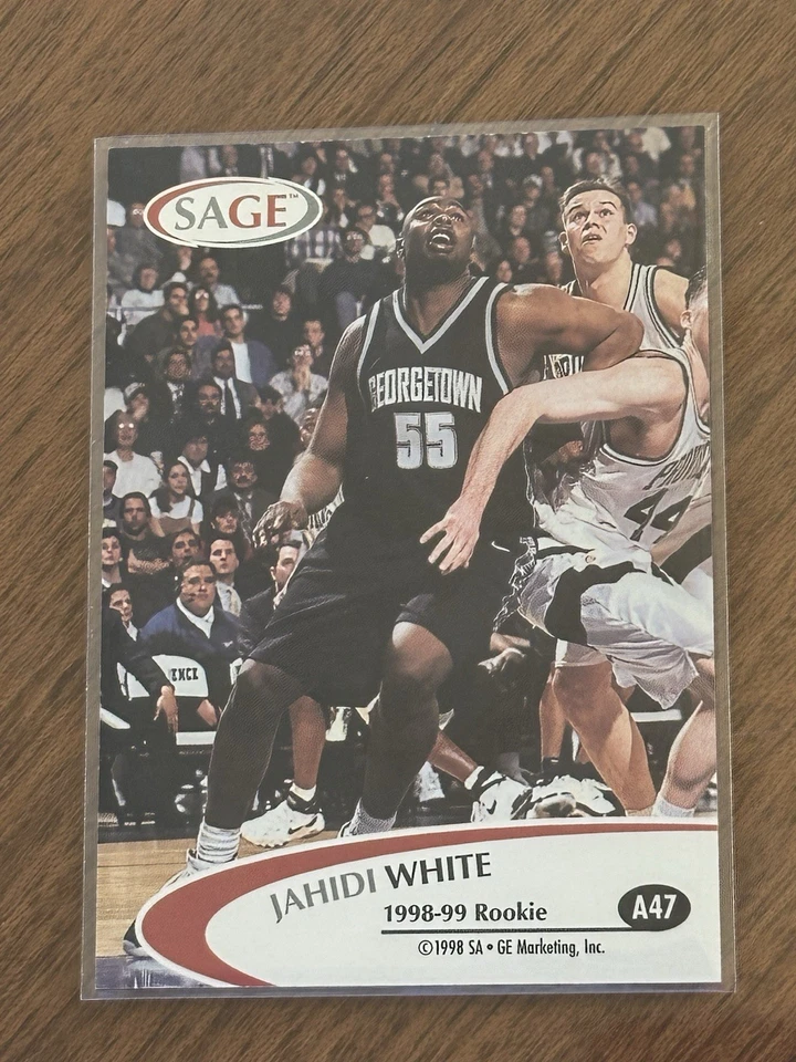 1998 SAGE Authentic Jahidi White Rookie RC Auto Silver #A47 Georgetown /185 - Image 2 of 2