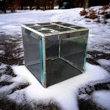 Vintage Stained Glass Tissue Box Cover Handmade 70s Square Bohemian Boho Chic