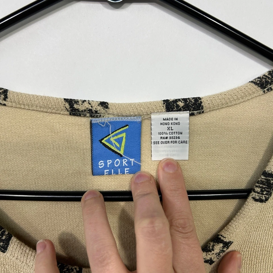 Cárdigan Suéter XL Caprichoso Años 90 Sport Elle Teacher School Theme Ramie Algodón Foto 4 de 4