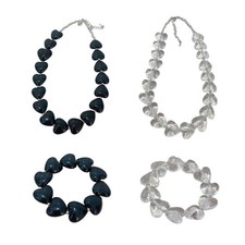 Collana/Bracciale Elegante Nero/Chiaro Acrilico Cuore Perline Accessori
