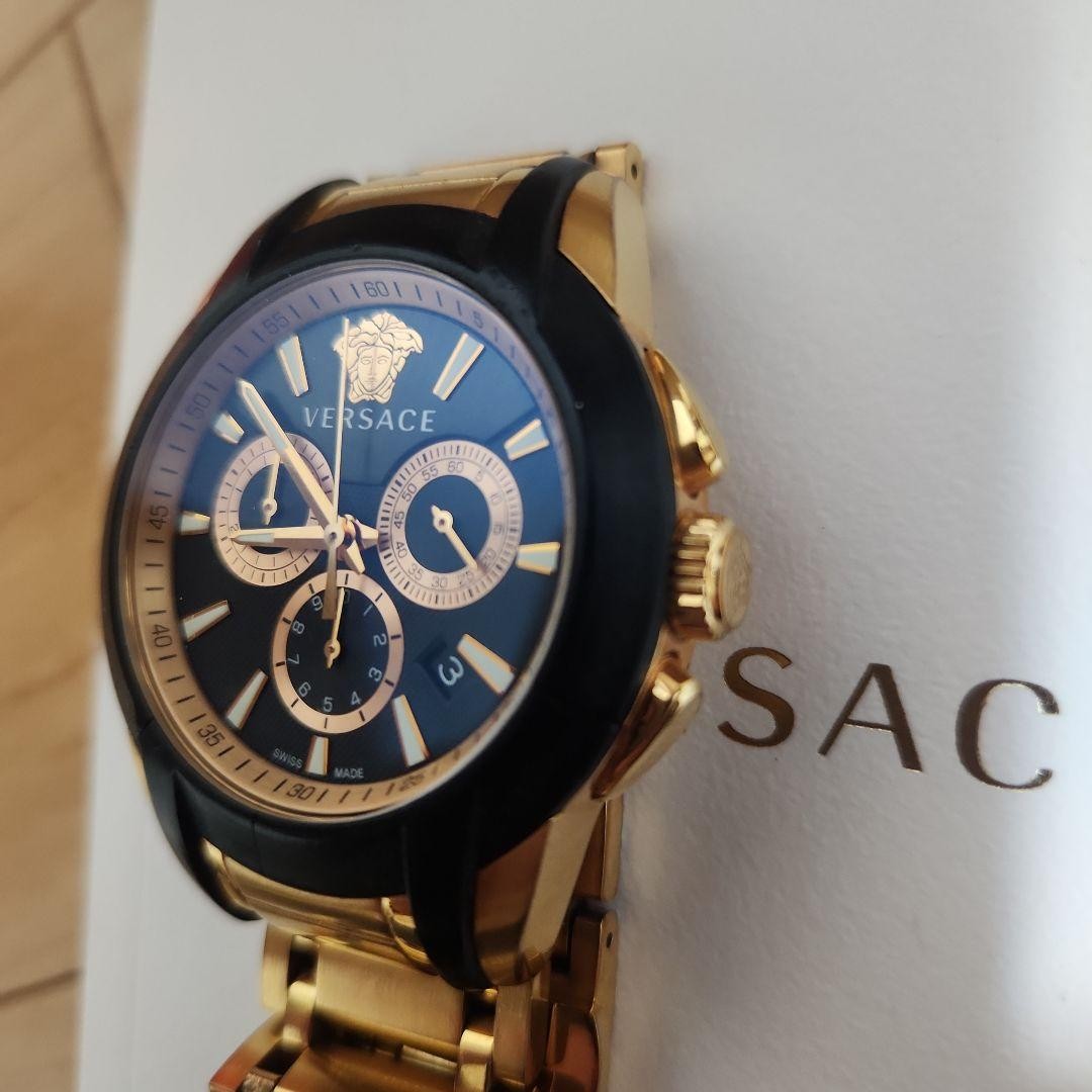 Versace Men's Chronograph Date Watch Stainless Steel Black 42mm Used thumbnail 8