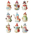Set Of 9 Christmas Wooden Snowman Statue Decorated Christmas Tree Pendant 8cm