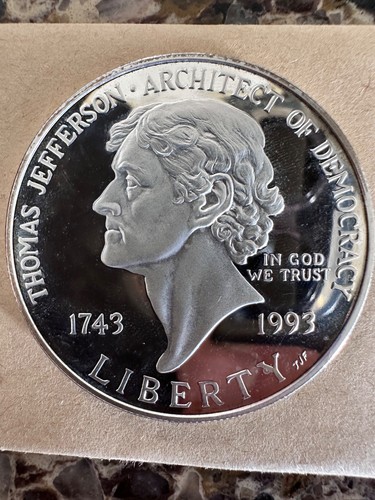 1993 S SILBER Thomas Jefferson PP US Commemorative 90% Silver
