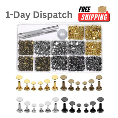 Selizo 480 Sets Double Cap Leather Rivets 4 Colors 3 Sizes Tools