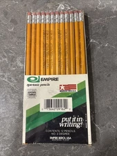 Vtg Empire No. 2 Non Toxic Pencils 12 Pack NOS Open End Pack Empire Berol USA