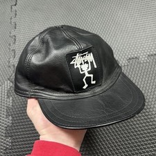 Vintage 90s Stussy Black Leather Grail Hat
