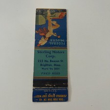 Sterling Motors Corp Fred Ross Brighton MA Vintage Pinup Matchbook Cover TMB41-1