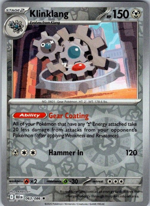 Pokemon | SV: Black Bolt | Klinklang | 063/086 | Reverse Holo | NM