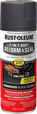 Rust-Oleum 344713 Automotive 2-In-1 Rust Reform & Seal Spray, 12 Oz, Flat Black