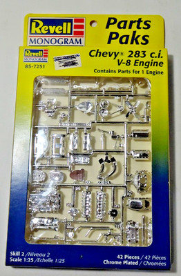 Vintage Revell Monogram Parts Paks Accessories Chevy 283 V-8 Engine 85-7251