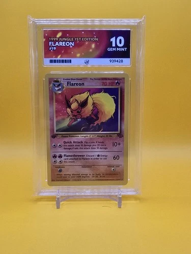 POP 1!!! Flareon Jungle 1st Edition  Ace 10 Pokemon Card non-holo 19/64