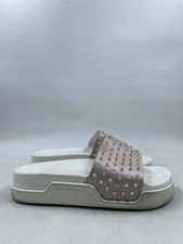 Christian Louboutin scivoli a punta per piscina in pelle bianca rosa con 11,5