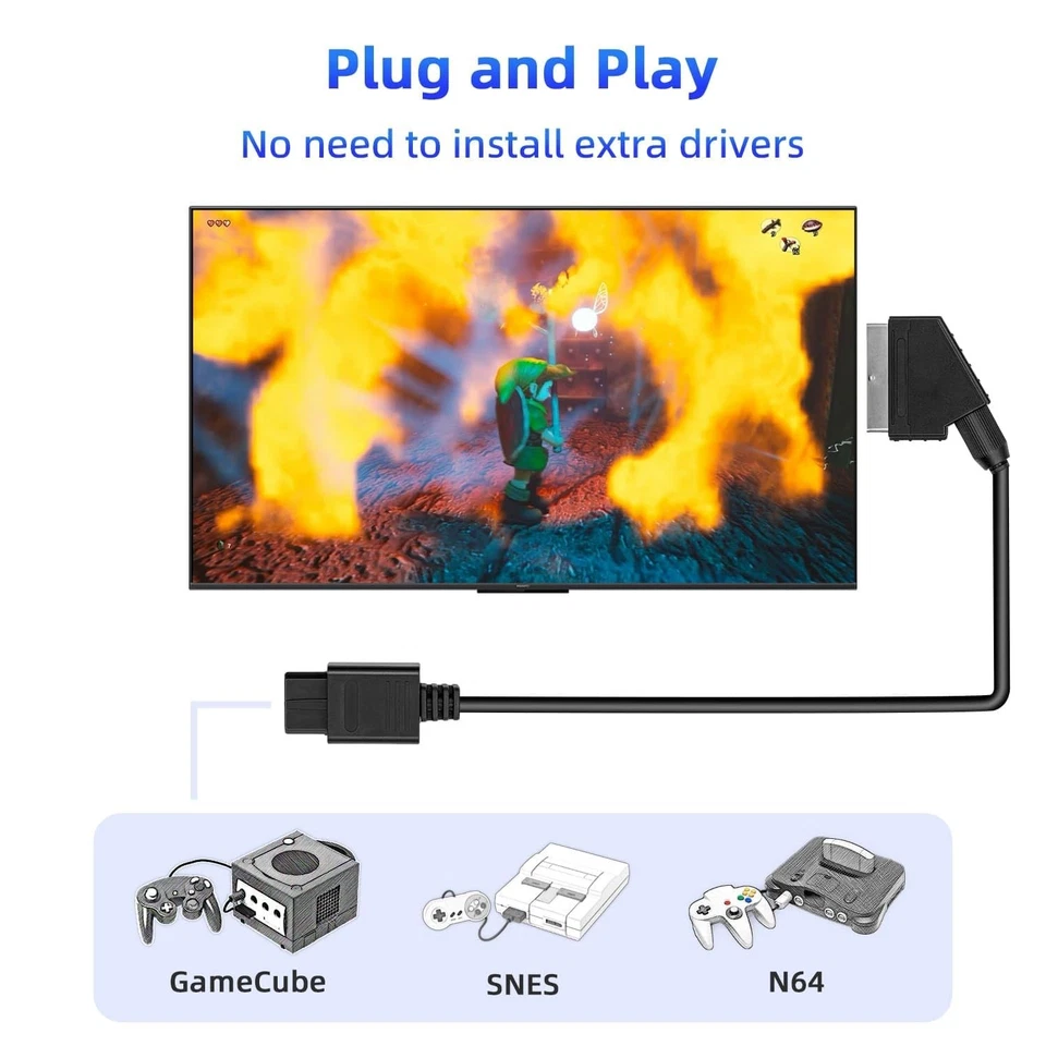 Mcbazel RGB Scart AV Cable for SNES Gamecube(Ngc) N64 NTSC - Image 4 of 4