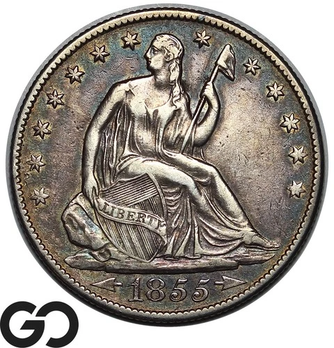 1855-O Seated Liberty Half Dollar, Arrows, Choice XF++/AU New Orleans Issue