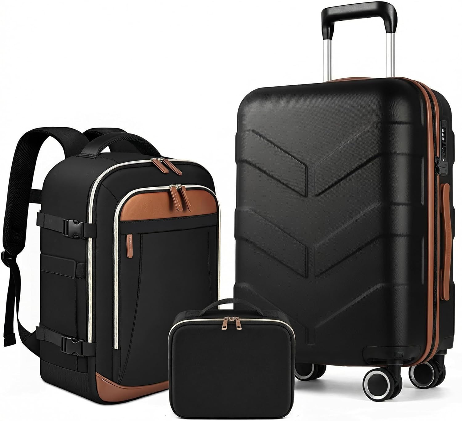 Set With Backpack - 21in Suitcase With Tsa Lock & Spinner Wh
