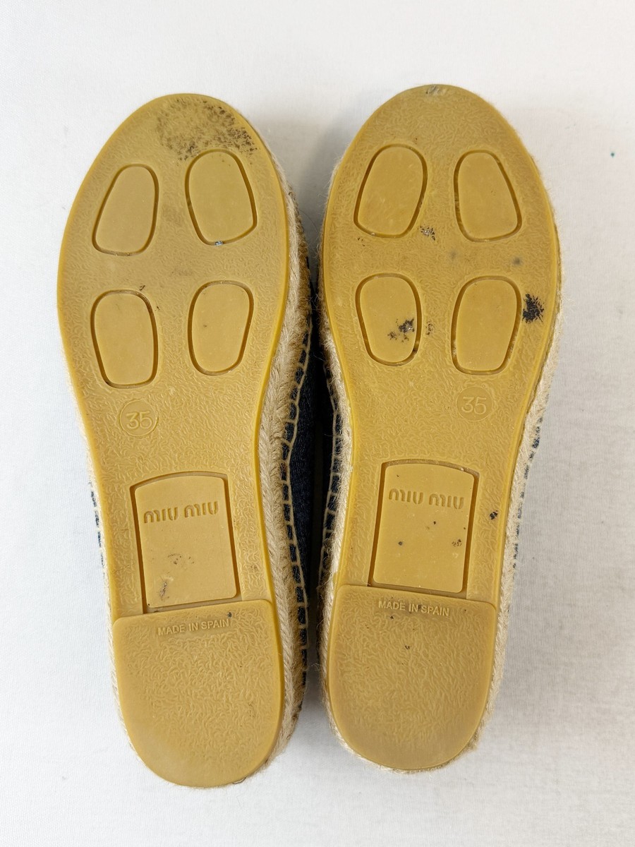 MIU MIU Blue Denim Crystal Embellished Espadrilles 35 5 Crystal MIU MIU Blue Denim Crystal Embellished Espadrilles 35 5 Crystal