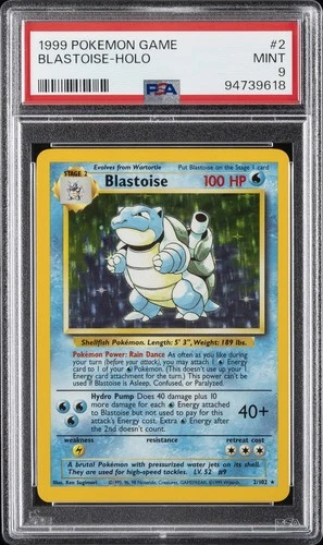 1999 POKEMON BASE SET UNLIMITED #2 BLASTOISE-HOLO PSA 9