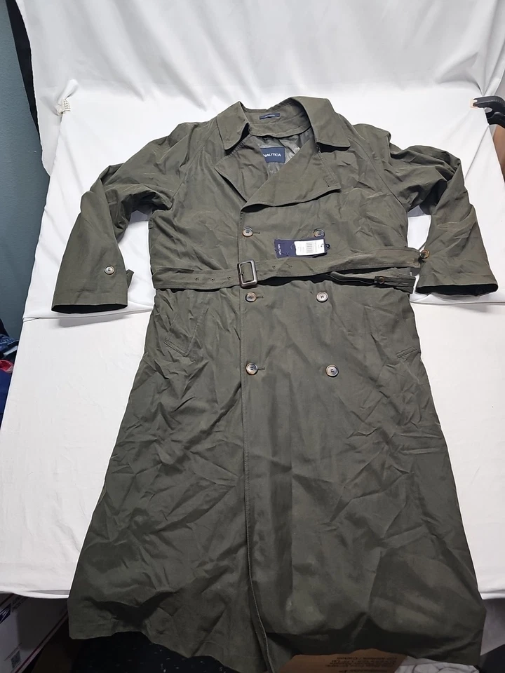 Gabardina De Colección Nautica Para Hombres 40T Peltre Doble Pecho Forrada Preppy Retro Foto 2 de 4