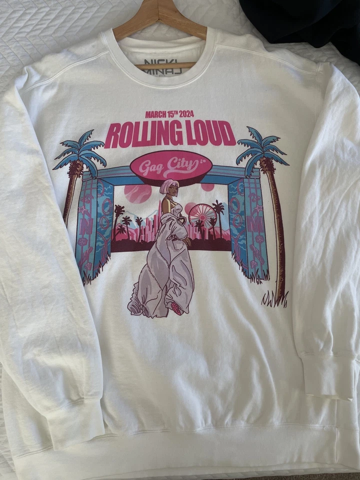 Moletom oficial Nicki Minaj Rolling Loud XL rosa sexta-feira 2 turnê mordaça cidade  - Imagem 4 de 4