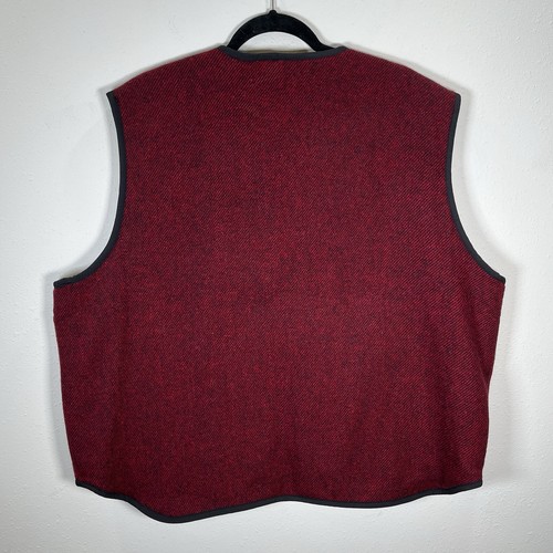 Woolrich Vest Mens Sz XL Sherpa Lined Red Black Model 412 Wool Blend - Picture 7 of 8