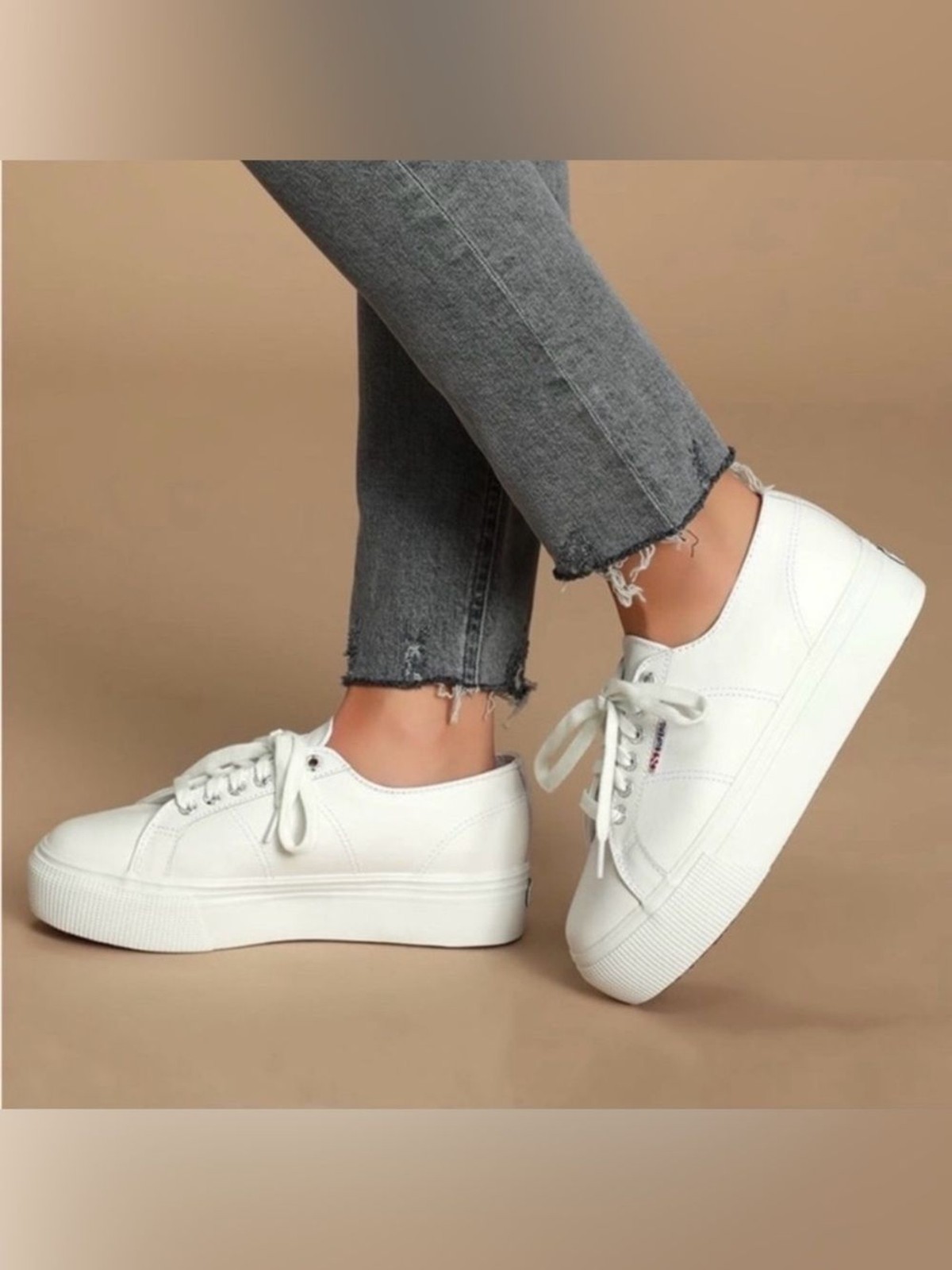 NWT Superga 2790 Nappa White Leather Sneaker SZ 39 Women&rsquo;s