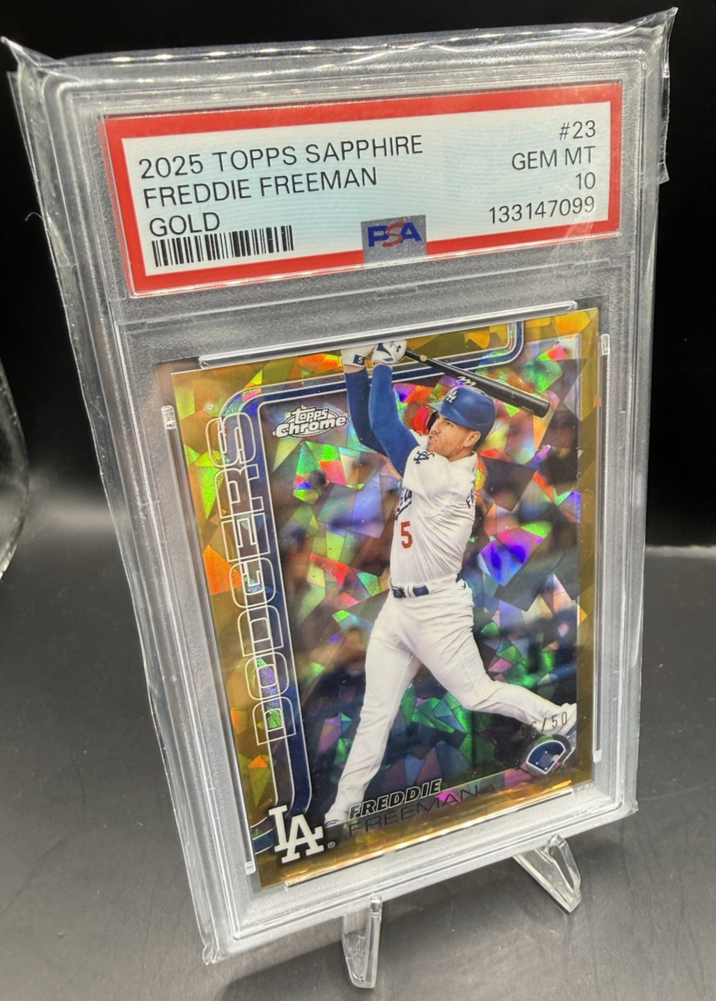 2025 Topps Sapphire FREDDIE FREEMAN #23 Gold 6/50 PSA 10 GEM MINT view 3
