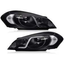 LED DRL Headlight Smoky Lens Black Housing Clear Reflector for Chevy Impala06-13