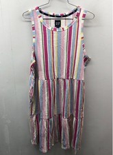Gap Women's Multi-color Stripe Sleeveless Tiered Knit Dress NWT Size L