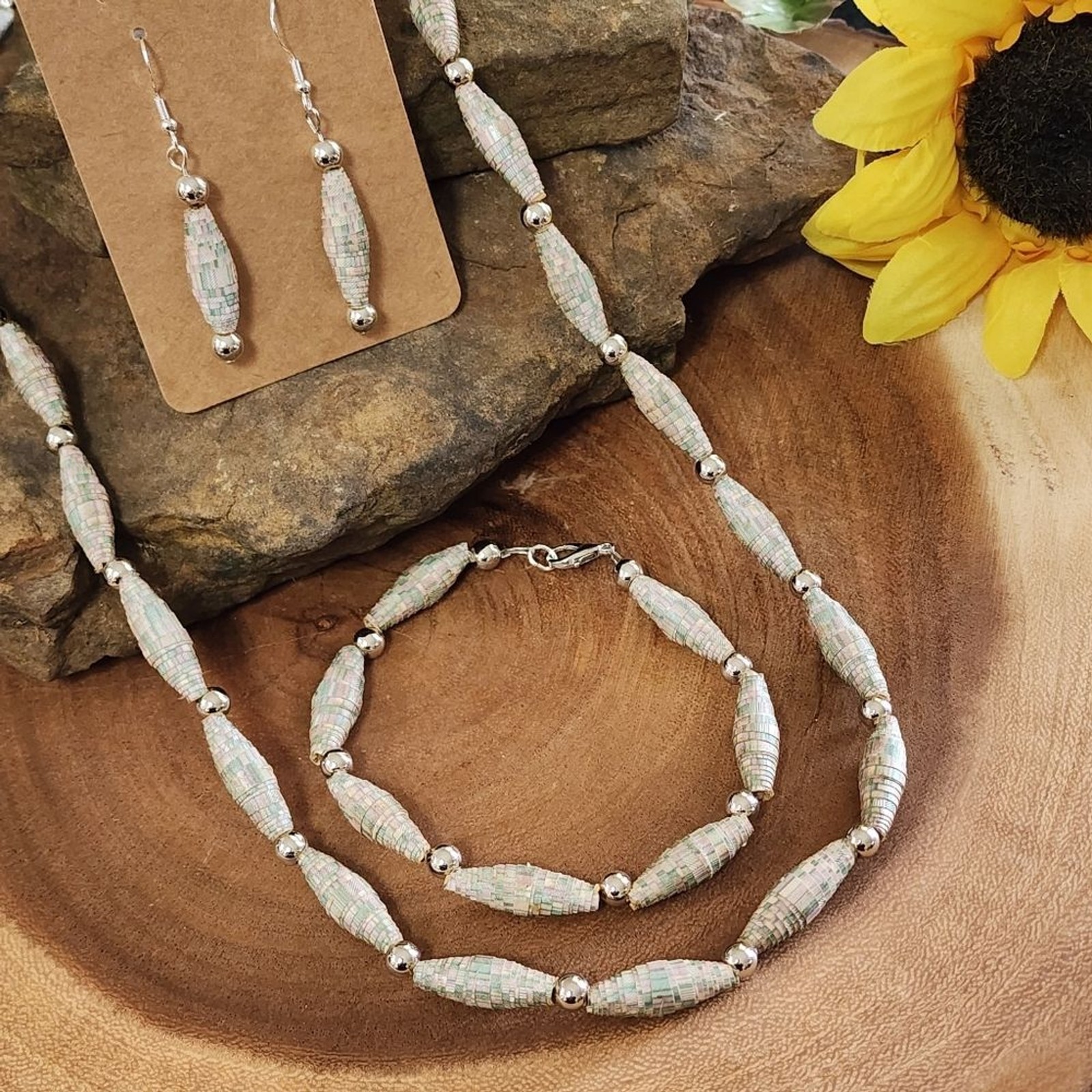 Hand Crafted Multi-Colored Necklace, Bracelet, An… - image 2