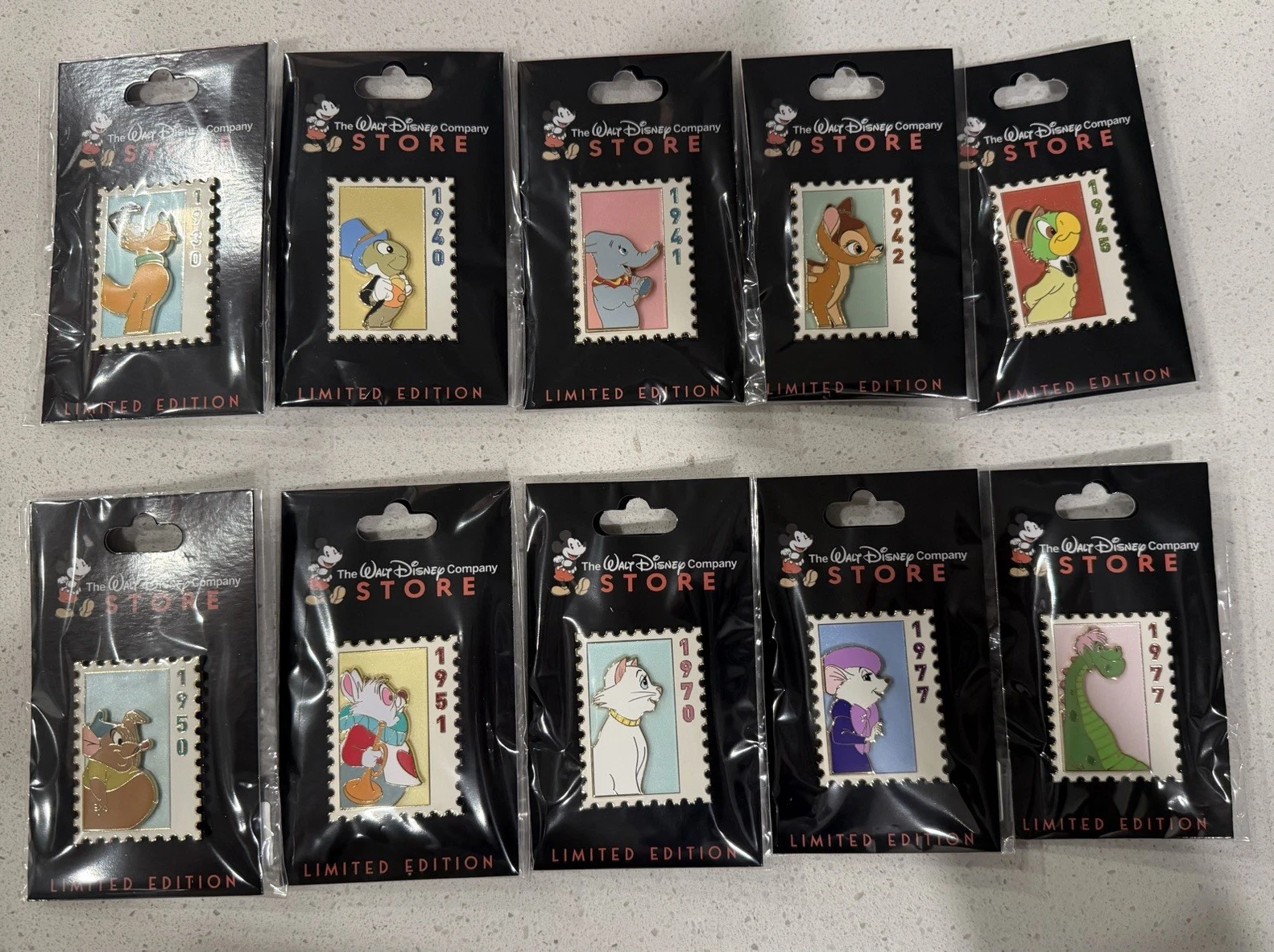 Disney DEC TWDC Commemorative Animal Stamps LE 300 Pins Full Set Postage