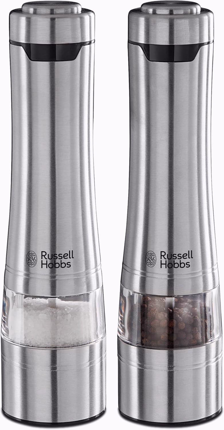 Russell Hobbs Salt & Pepper Grinders- Stainless Steel - Battery Powered