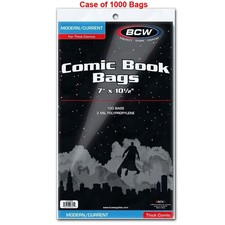 Case of 1000 BCW Thick Current / Modern Comic Book Archival Poly Bags 7 X 10 1/2