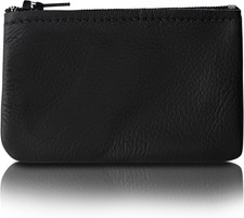Genuine Leather Small Zipper Pouch Coin Purse for Women Change Holder for Men Si