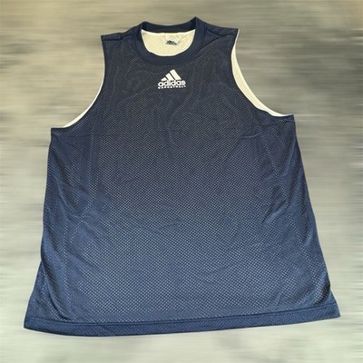Vintage Adidas 2XL Basketball Gear Reversible Practice Jersey White Blue Men's