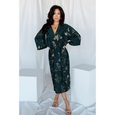 Baltic Born Shaneen Ruched Midi Dress Jade Floral Shimmer Teal Large FD10311-BC