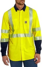 NWT Carhartt Flame-Resistant High-Visibility Force  Hybrid Shirt Men's Medium 
