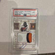 2020  National Treasures Crossover Rookie Patch Autographs Jerry Jeudy /25 PSA 9