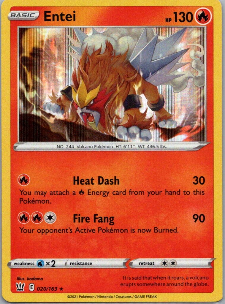 Pokemon TCG Entei 20/163 Battle Styles Holo NM