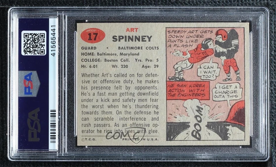 1957 Topps Art Spinney #17 PSA 5 - Image 2 of 2